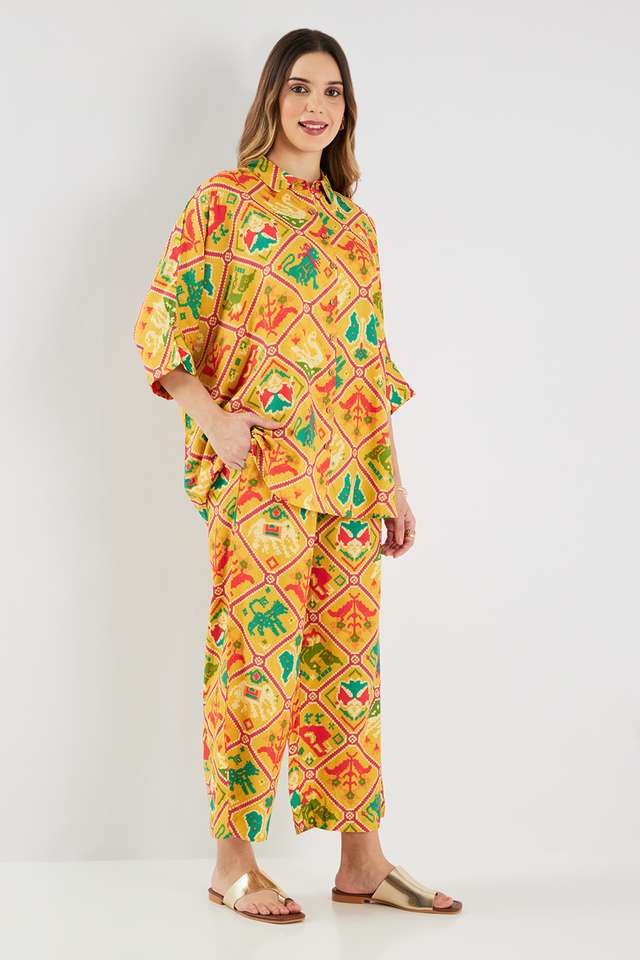 Printed-Blended-Fabric-Collared-Women-s-Co-Ord-Set