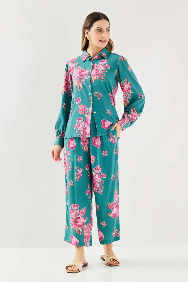 Printed-Blended-Fabric-Collared-Women-s-Co-Ord-Set