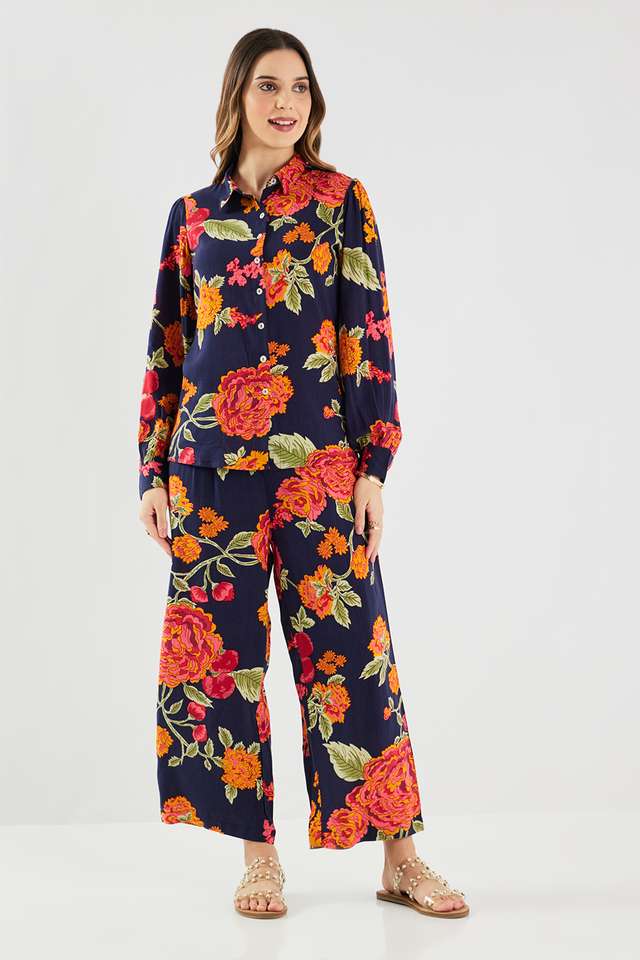 Printed-Blended-Fabric-Collared-Women-s-Co-Ord-Set