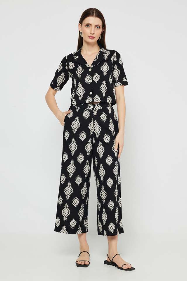 Printed-Blended-Fabric-Collared-Women-s-Co-Ord-Set