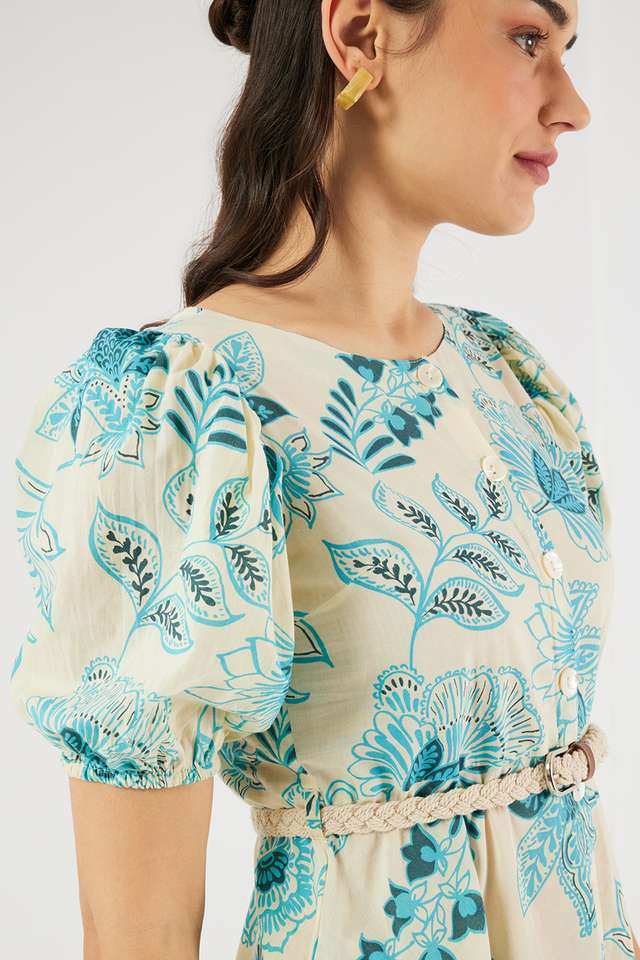 Printed-Blended-Fabric-Round-Neck-Women-s-Maxi-Dress