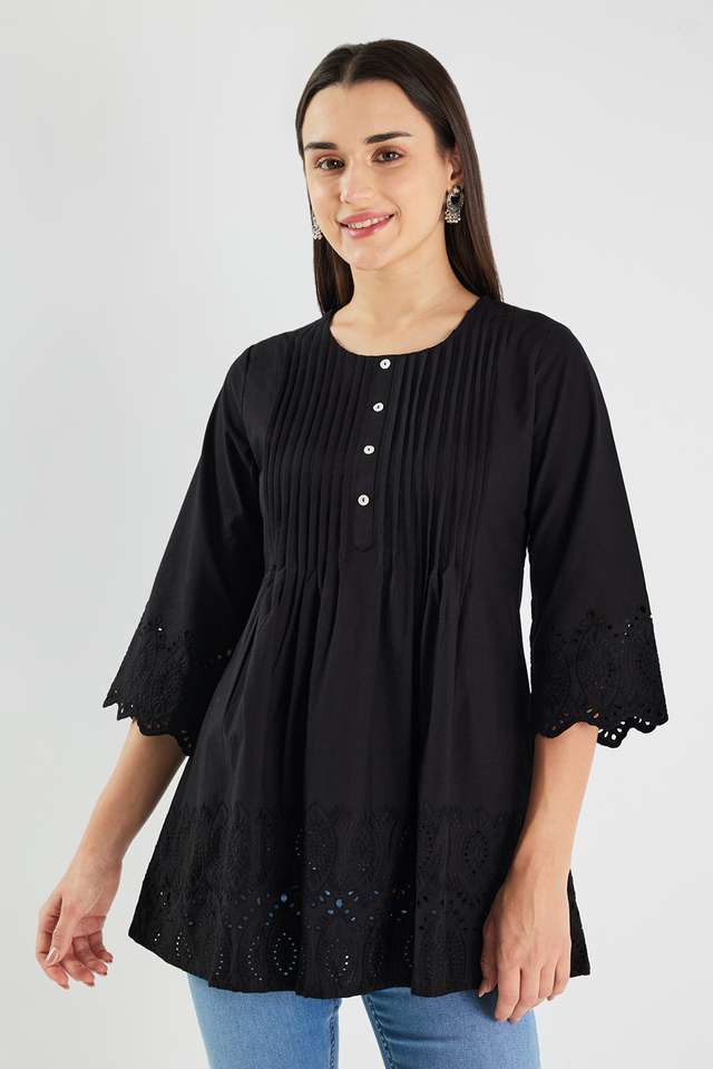 Schiffli-Cotton-Round-Neck-Women-s-Tunic