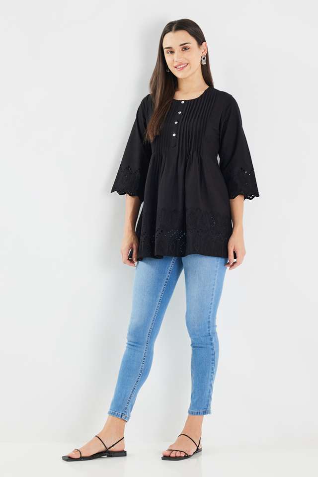 Schiffli-Cotton-Round-Neck-Women-s-Tunic