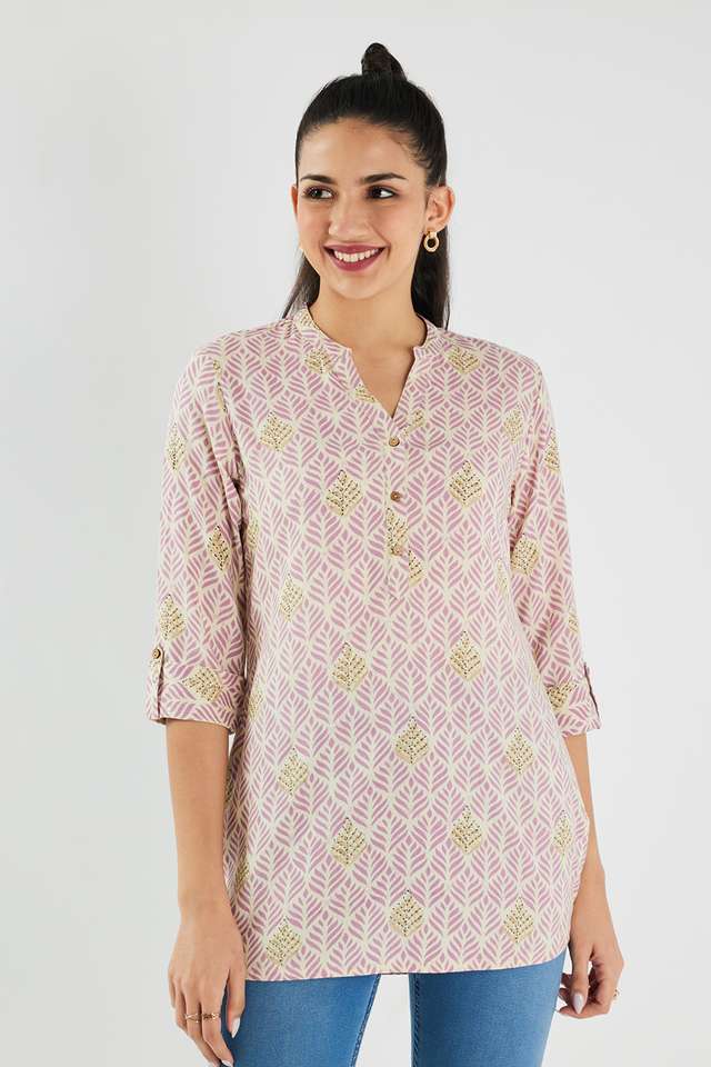 Printed-Rayon-Y-Neck-Women-s-Tunic