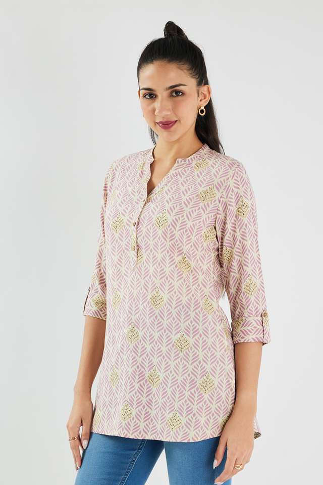 Printed-Rayon-Y-Neck-Women-s-Tunic