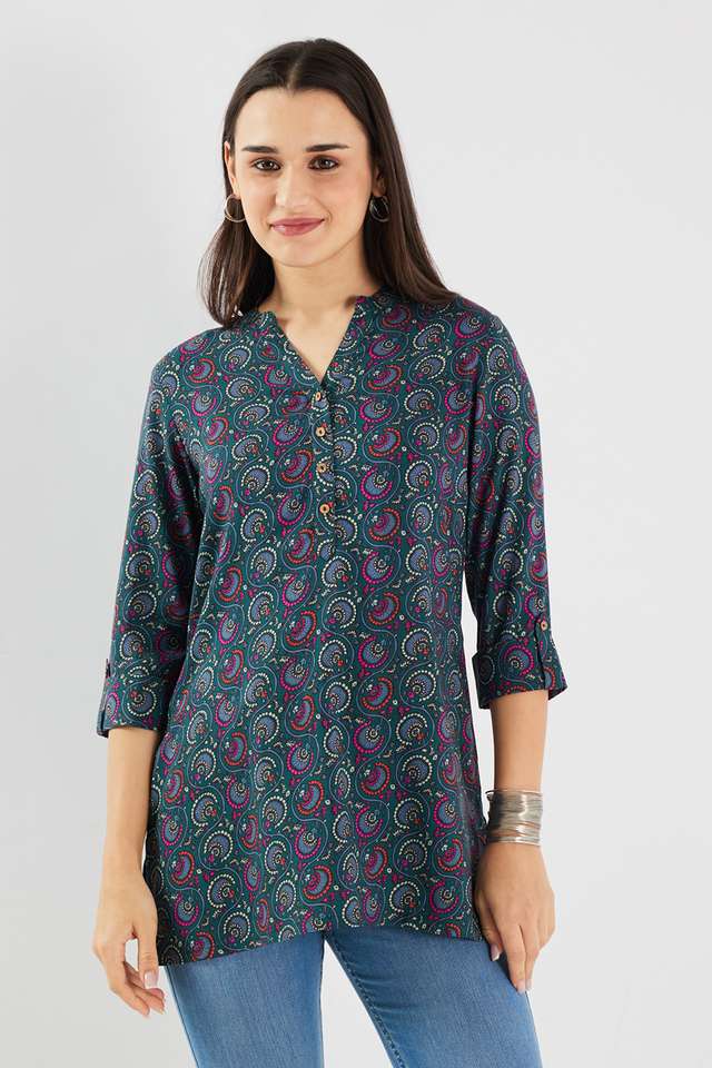 Printed-Rayon-Y-Neck-Women-s-Tunic
