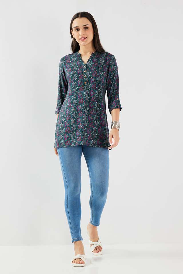 Printed-Rayon-Y-Neck-Women-s-Tunic