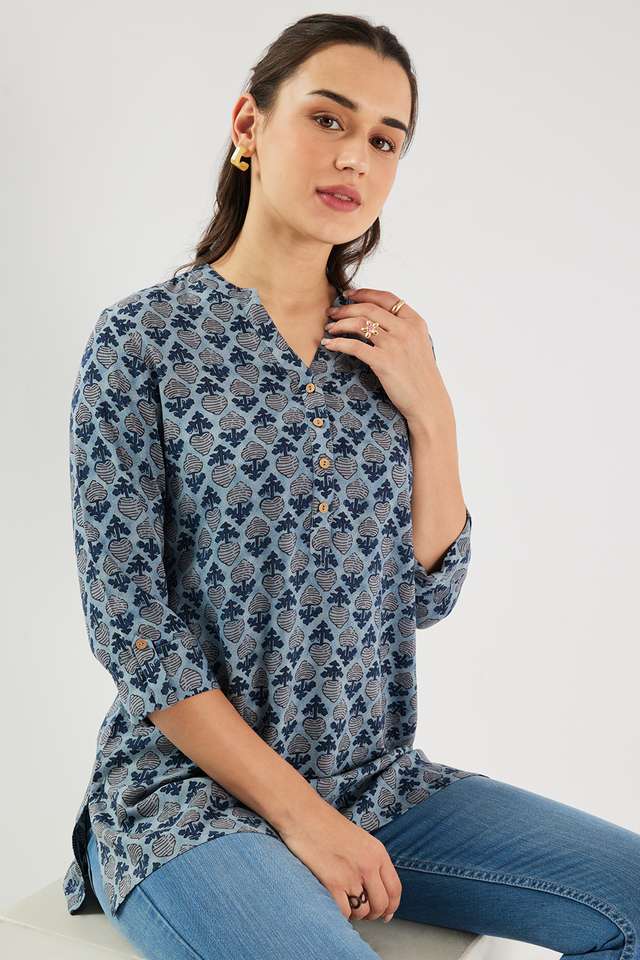 Printed-Rayon-Y-Neck-Women-s-Tunic