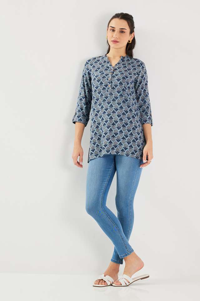 Printed-Rayon-Y-Neck-Women-s-Tunic
