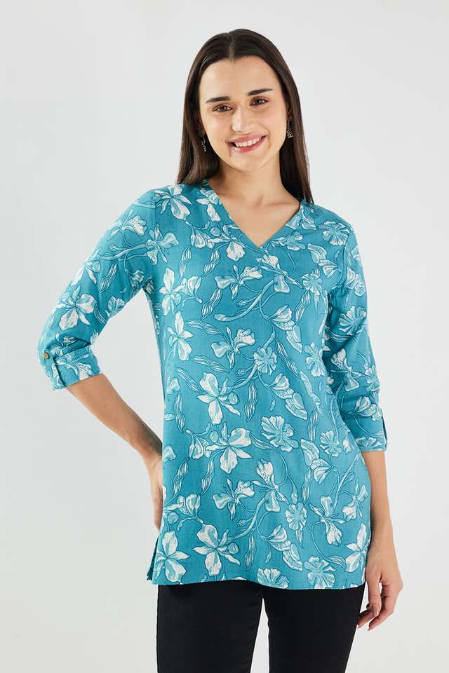 Printed-Rayon-V-Neck-Women-s-Tunic