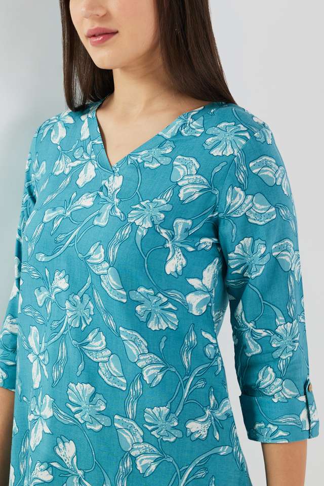 Printed-Rayon-V-Neck-Women-s-Tunic