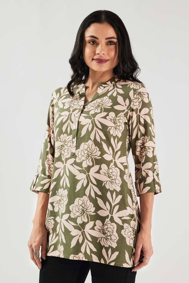 Printed-Rayon-Y-Neck-Women-s-Tunic