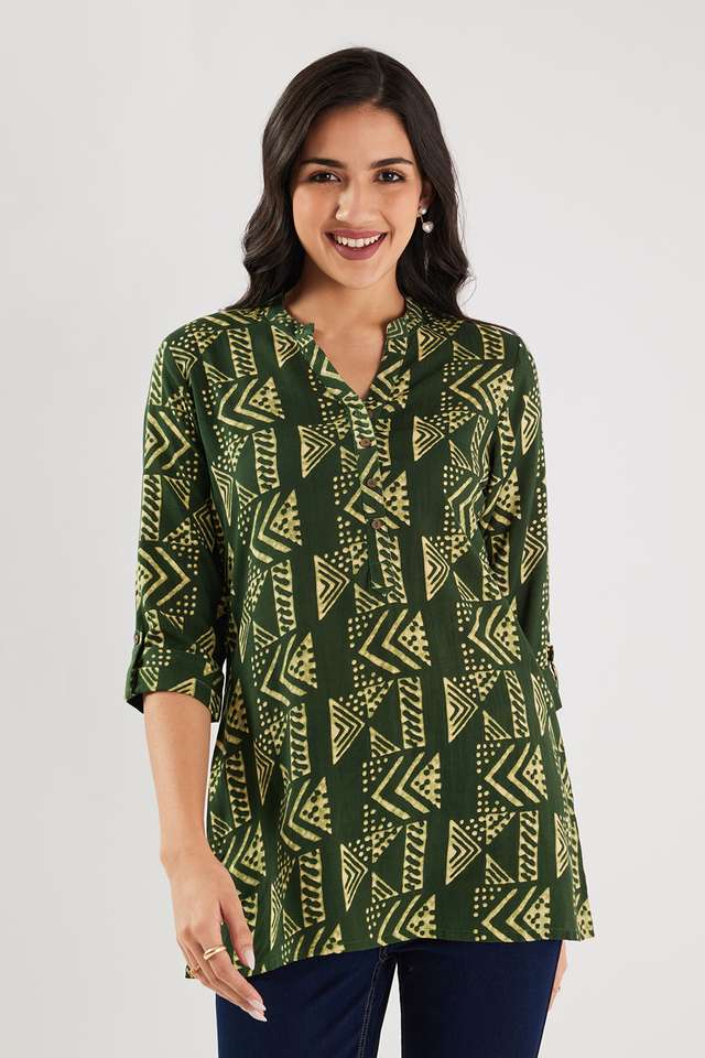 Printed-Rayon-Y-Neck-Women-s-Tunic