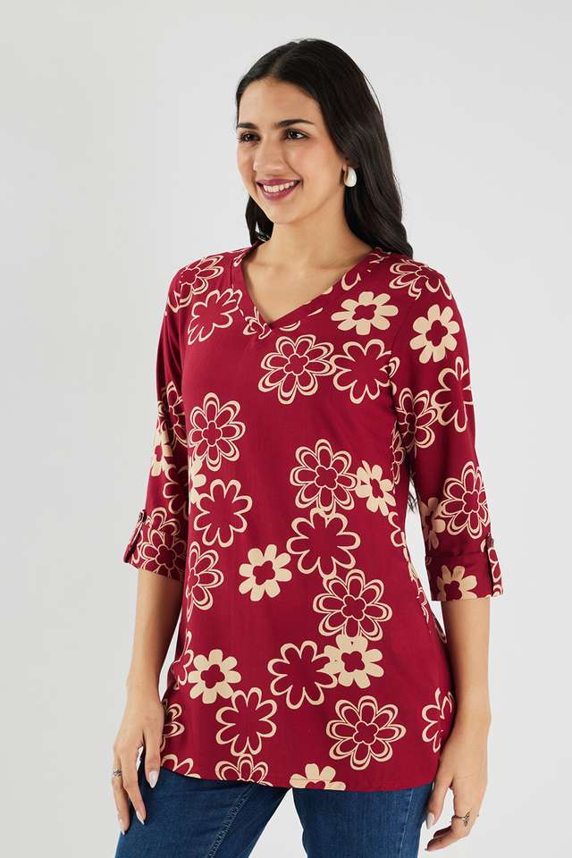 Printed-Rayon-V-Neck-Women-s-Tunic