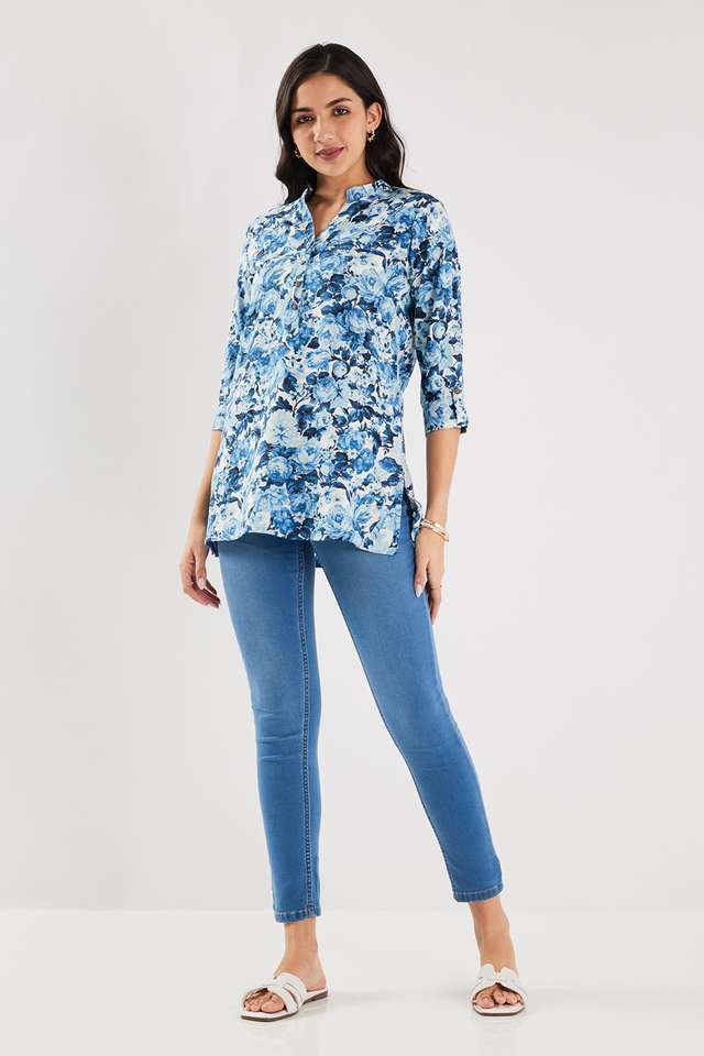 Printed-Rayon-Y-Neck-Women-s-Tunic