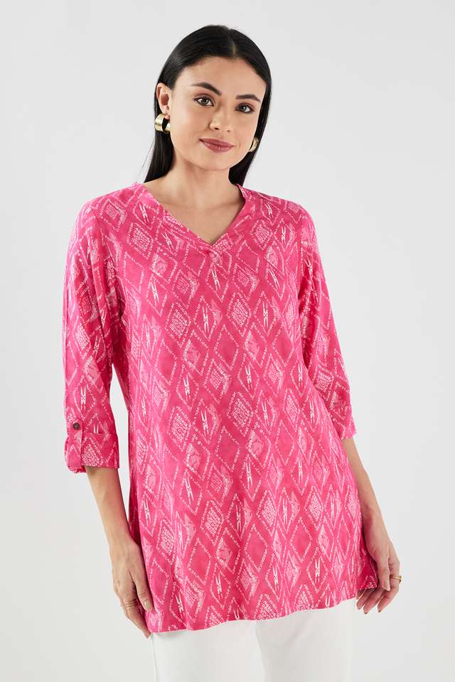 Printed-Rayon-V-Neck-Women-s-Tunic