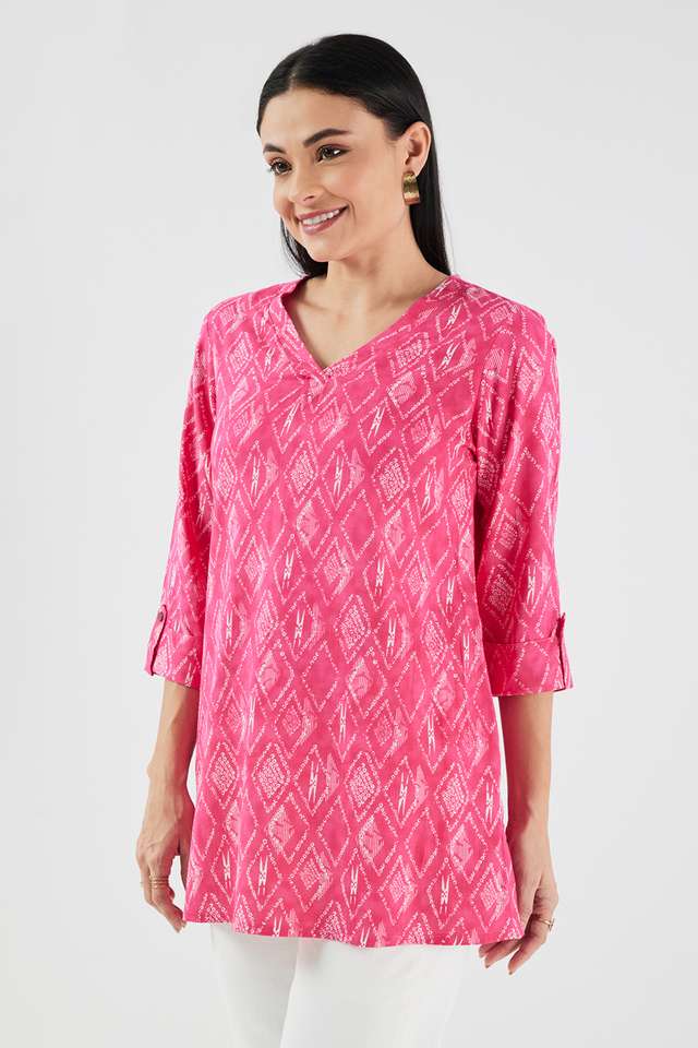 Printed-Rayon-V-Neck-Women-s-Tunic