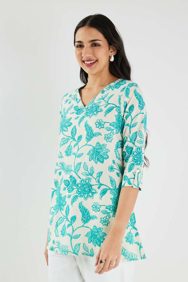 Printed-Rayon-V-Neck-Women-s-Tunic