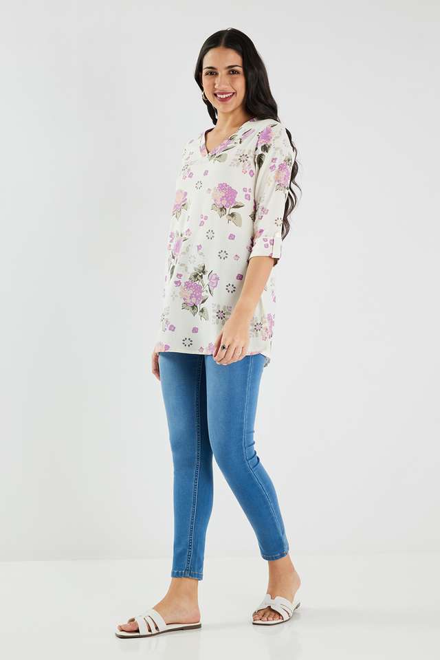 Printed-Rayon-V-Neck-Women-s-Tunic