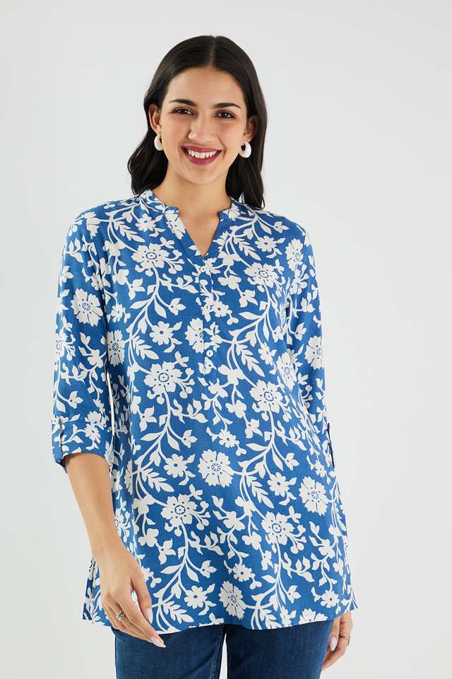 Printed-Rayon-Y-Neck-Women-s-Tunic