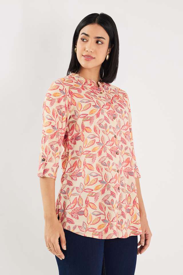Printed-PV-Slub-Collared-Women-s-Tunic