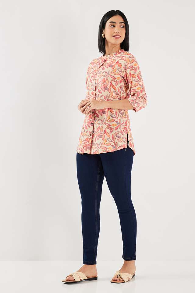 Printed-PV-Slub-Collared-Women-s-Tunic