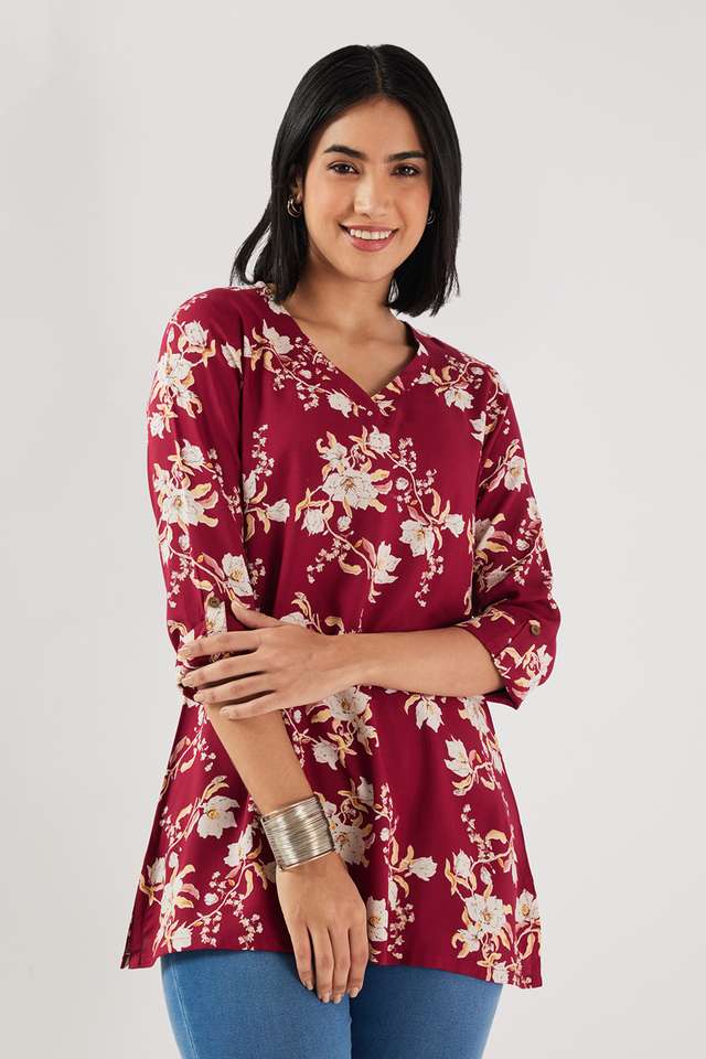 Printed-Rayon-V-Neck-Women-s-Tunic