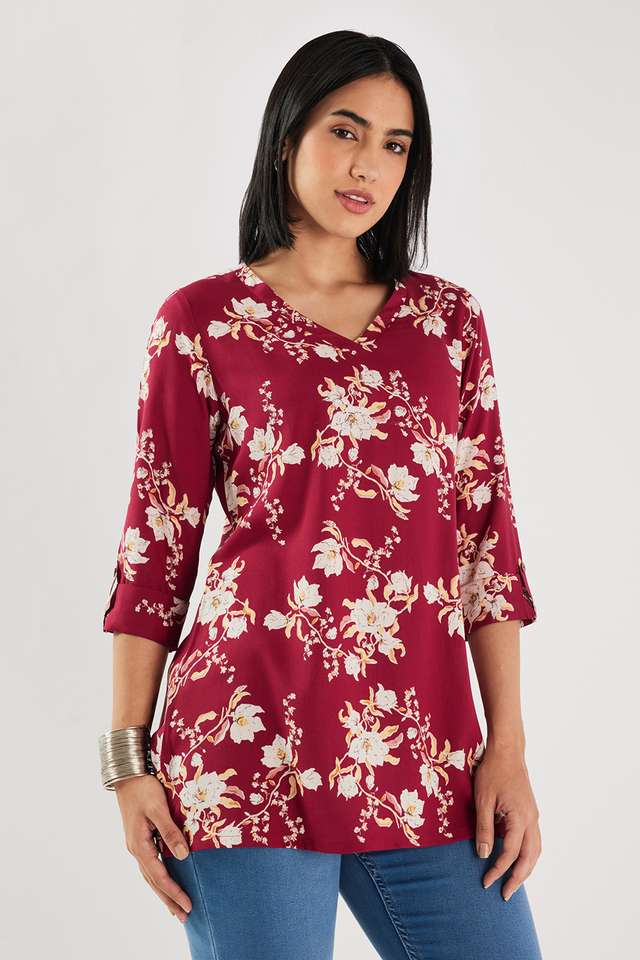 Printed-Rayon-V-Neck-Women-s-Tunic