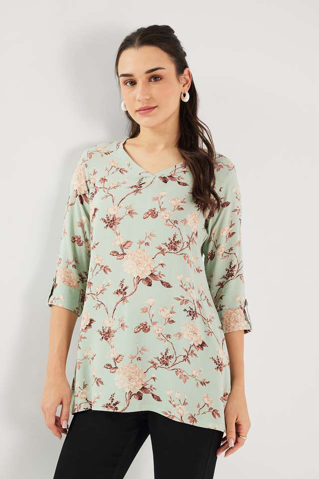 Printed-Rayon-V-Neck-Women-s-Tunic