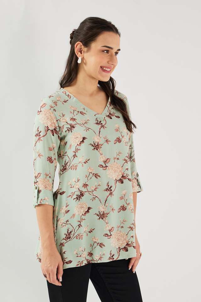 Printed-Rayon-V-Neck-Women-s-Tunic
