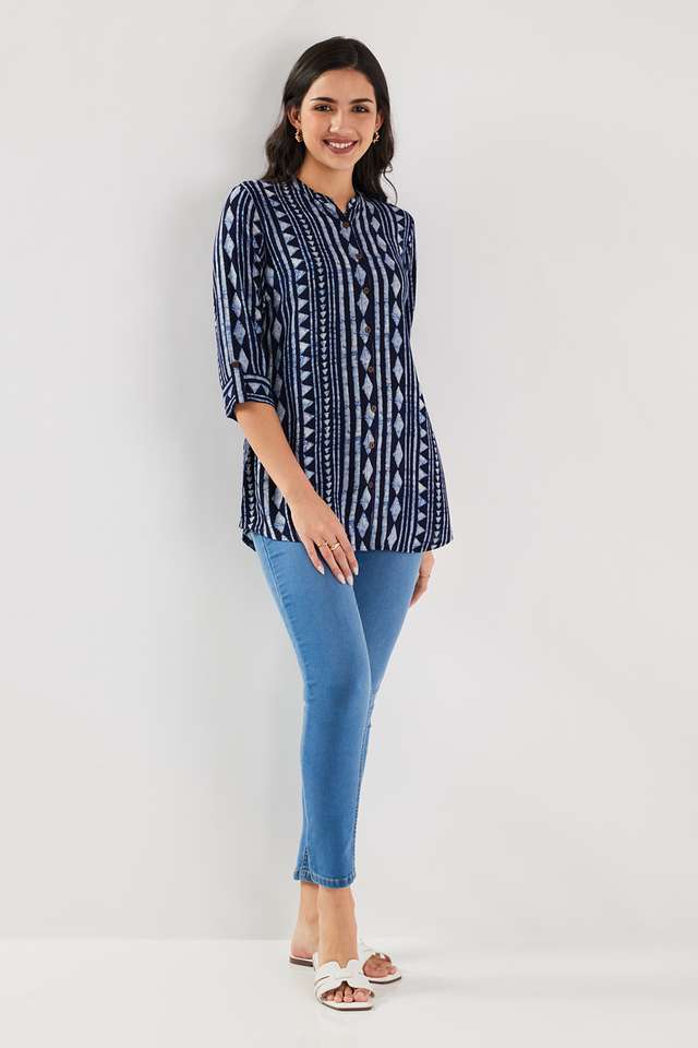 Printed-Rayon-Collared-Women-s-Tunic