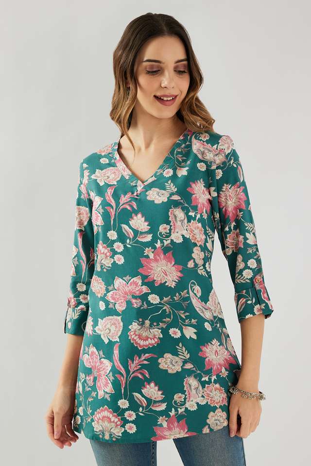 Printed-Rayon-V-Neck-Women-s-Tunic