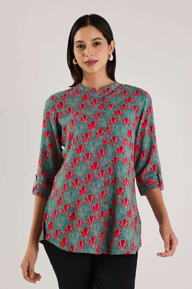 Printed-Rayon-Collared-Women-s-Tunic