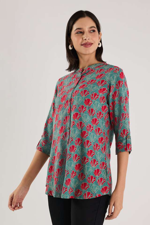 Printed-Rayon-Collared-Women-s-Tunic