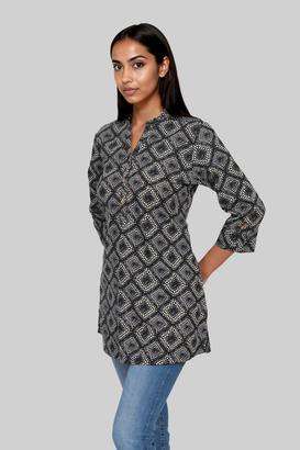 Geometric-Print-Rayon-Collared-Women-s-Tunic