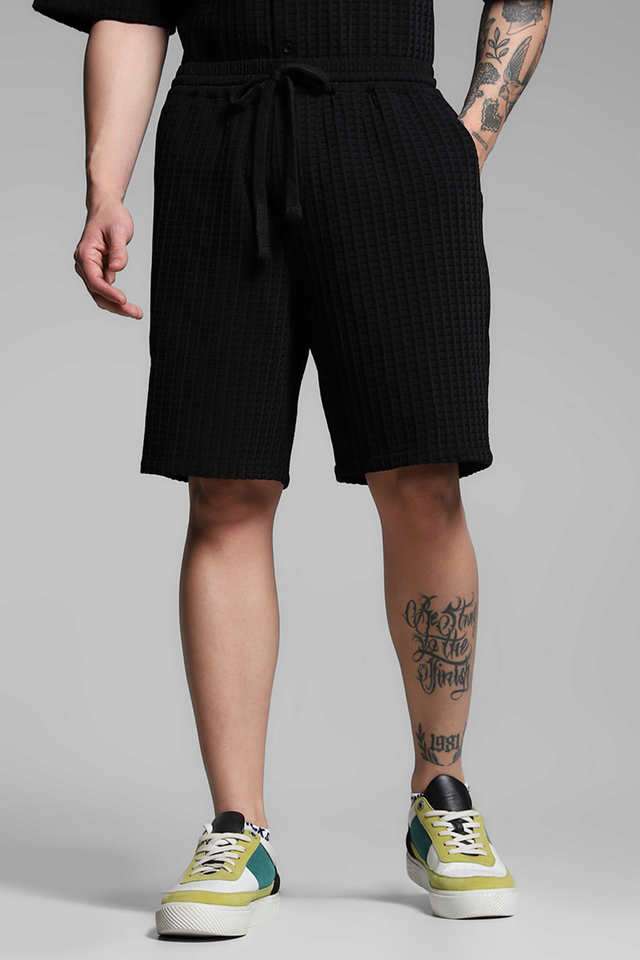 Solid-Polyester-Regular-Fit-Men-s-Shorts
