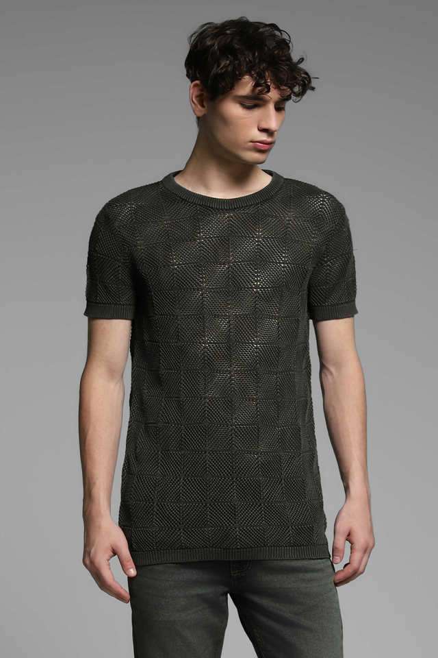 Textured-Cotton-Round-Neck-Men-s-T-Shirt