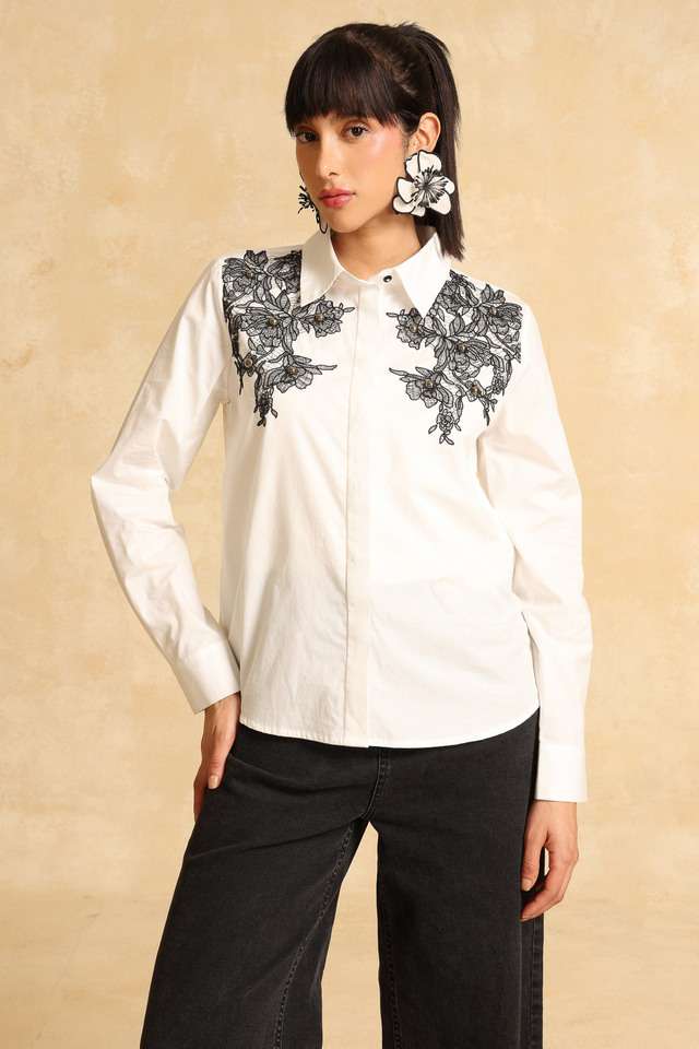 Embellished-Collared-Cotton-Women-s-Formal-Wear-Shirt