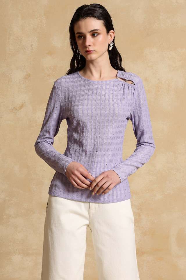 Embellished-Polyester-Round-Neck-Women-s-Top