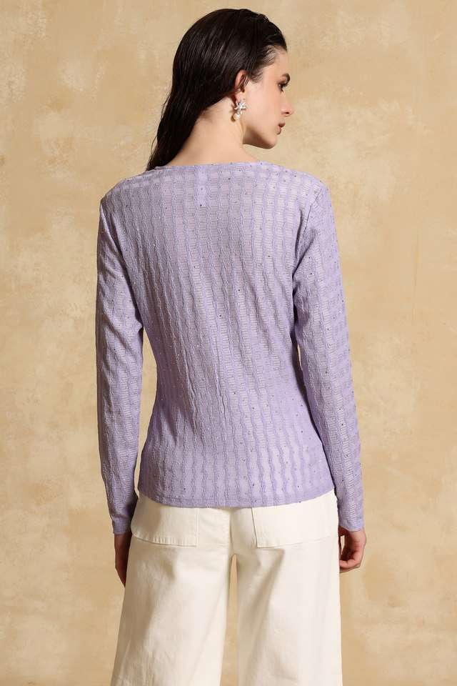 Embellished-Polyester-Round-Neck-Women-s-Top