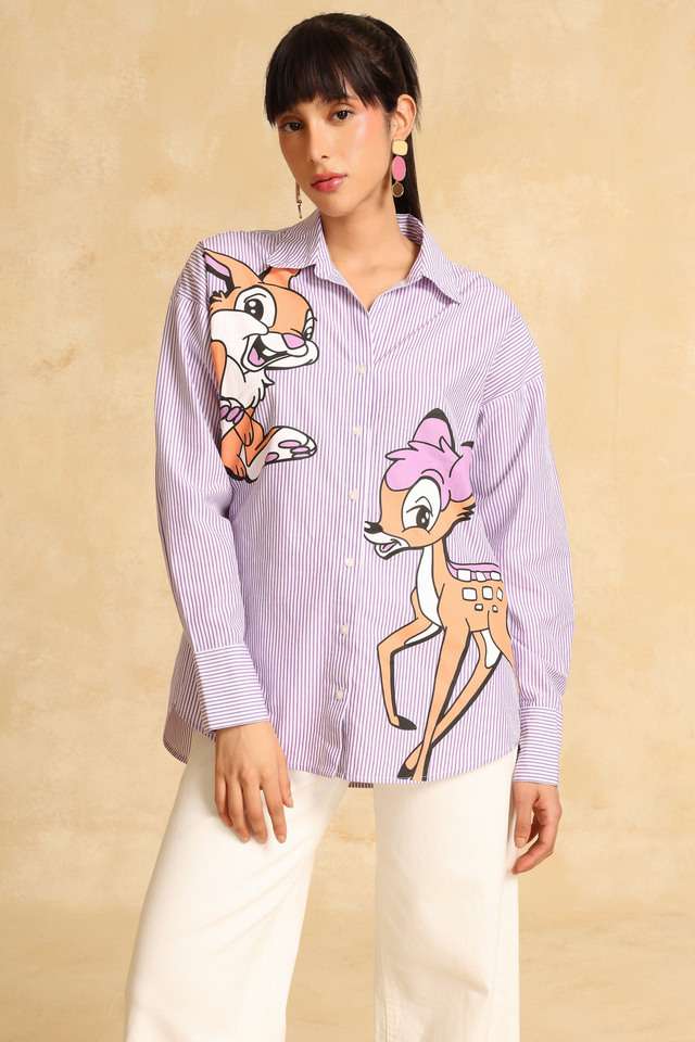 Printed-Collared-Polyester-Women-s-Casual-Wear-Shirt