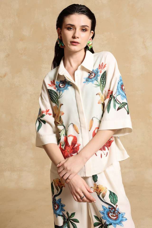 Printed-Collared-Polyester-Women-s-Party-Wear-Shirt