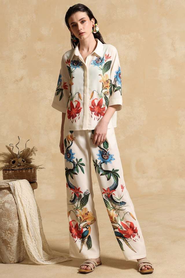 Buy Kazo Multi Printed Relaxed Fit Polyester Women Party Wear