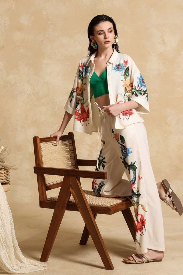 Buy Kazo Multi Printed Relaxed Fit Polyester Women Party Wear