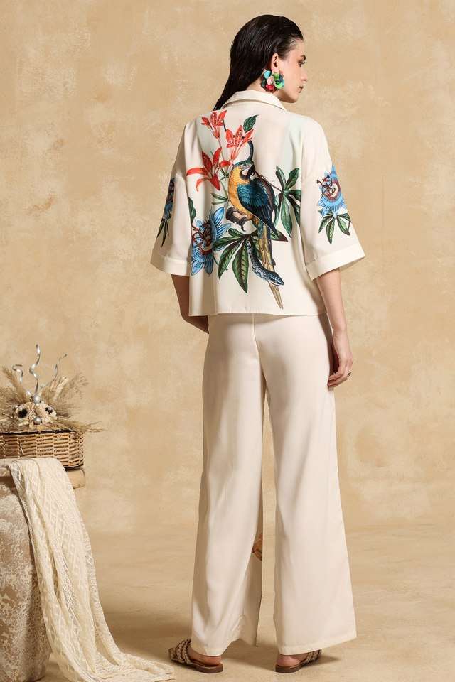 Buy Kazo Multi Printed Relaxed Fit Polyester Women Party Wear