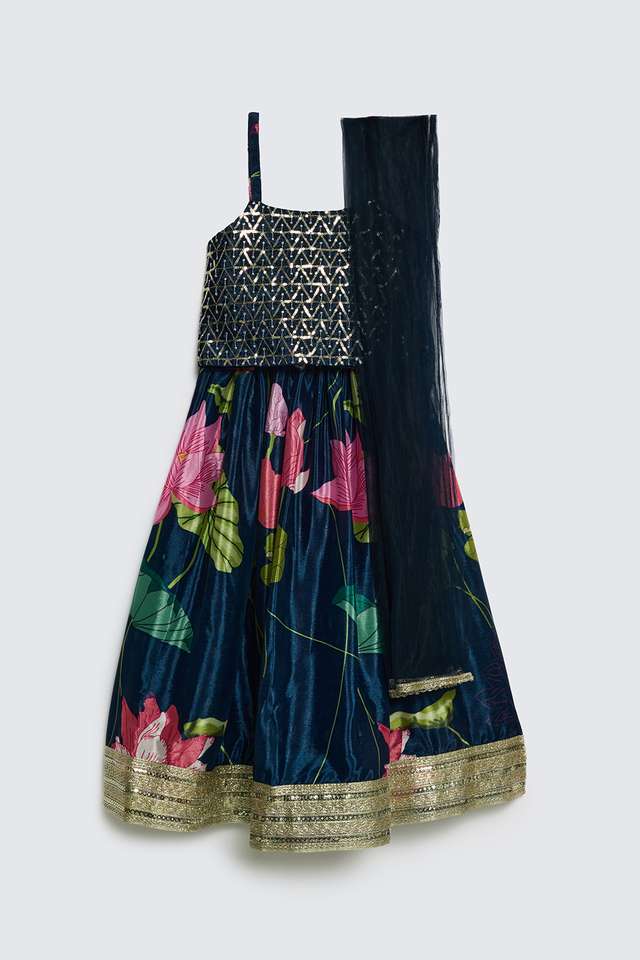 Printed-Polyester-Regular-Fit-Girls-Lehenga-Choli-Set