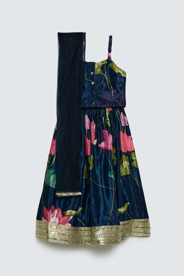 Printed-Polyester-Regular-Fit-Girls-Lehenga-Choli-Set