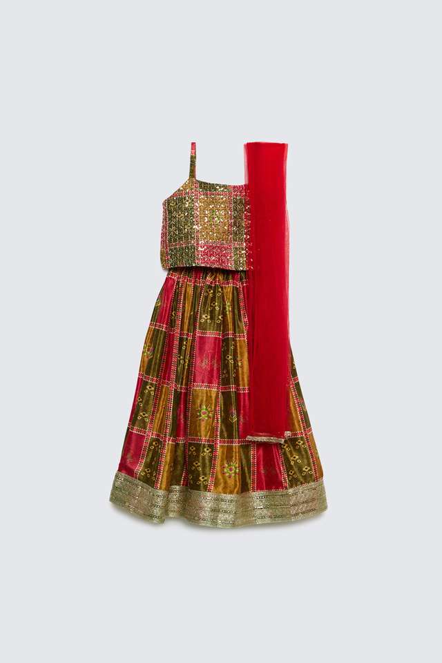 Printed-Polyester-Regular-Fit-Girls-Lehenga-Choli-Set