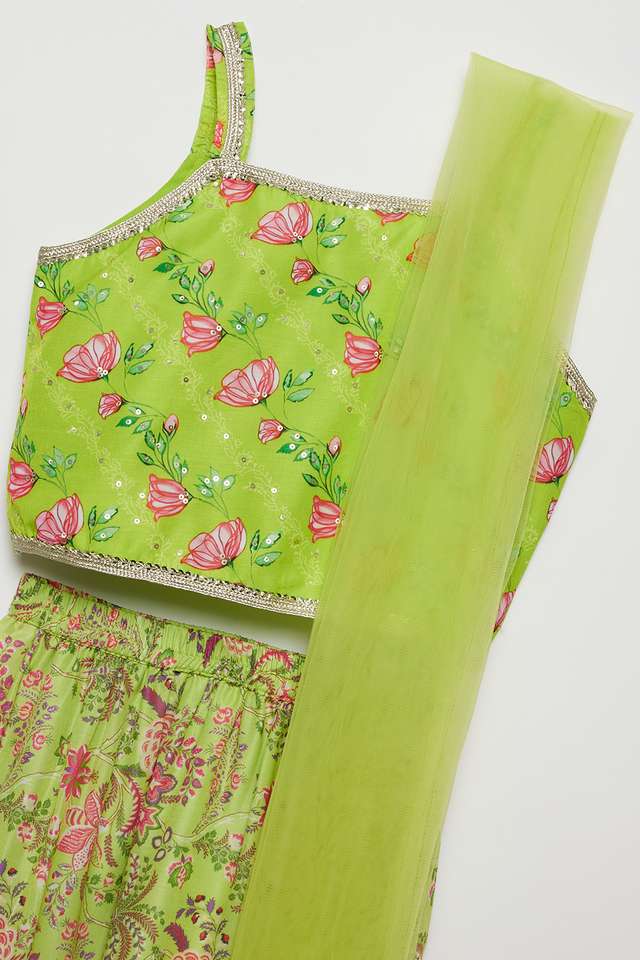 Printed-Polyester-Regular-Fit-Girls-Lehenga-Choli-Set