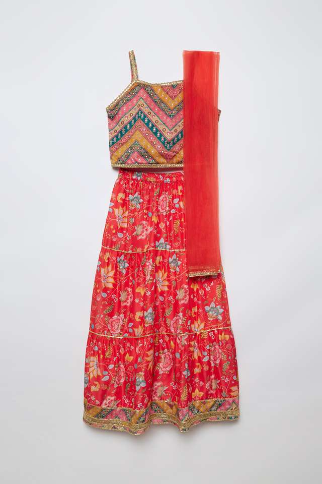 Printed-Polyester-Regular-Fit-Girls-Lehenga-Choli-Set